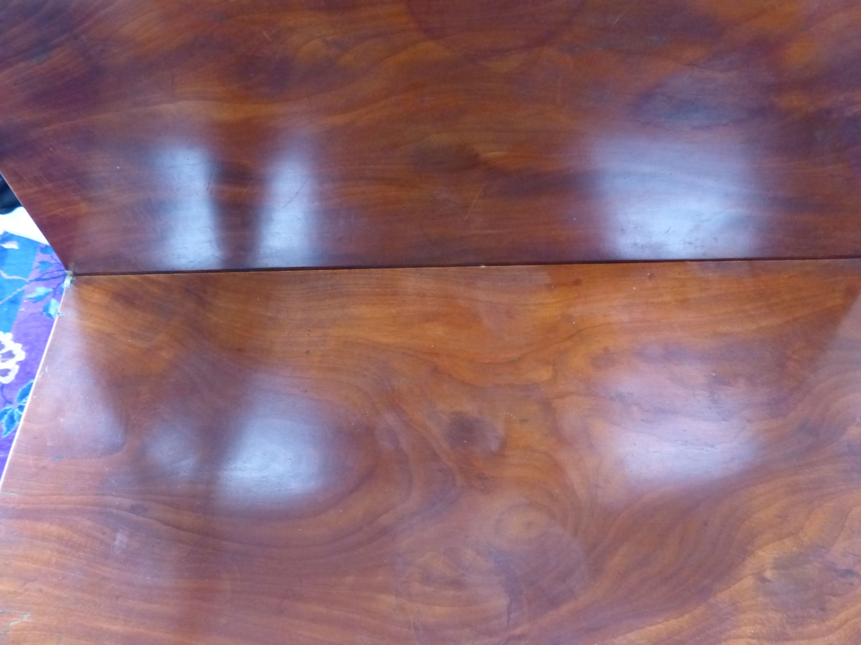 A Regency mahogany folding tea table, width 90cm, depth 45cm, height 73cm